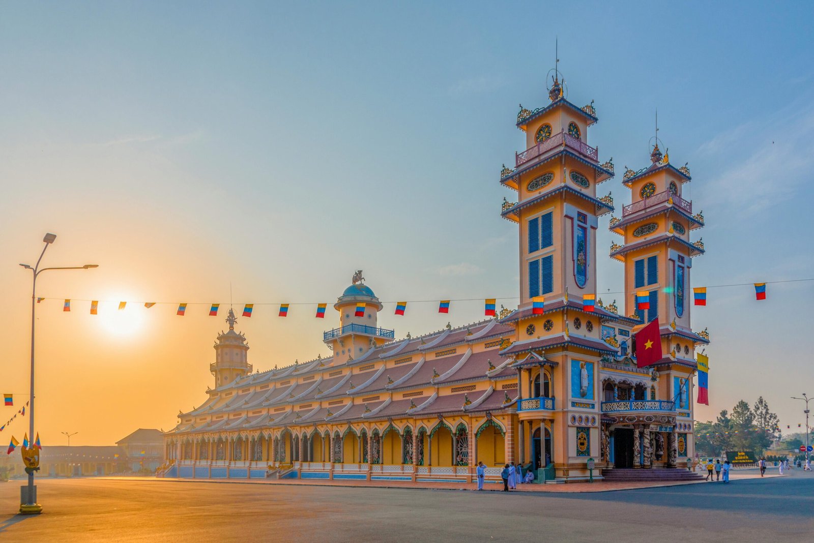 Golden hour photo of a temple at sunrise