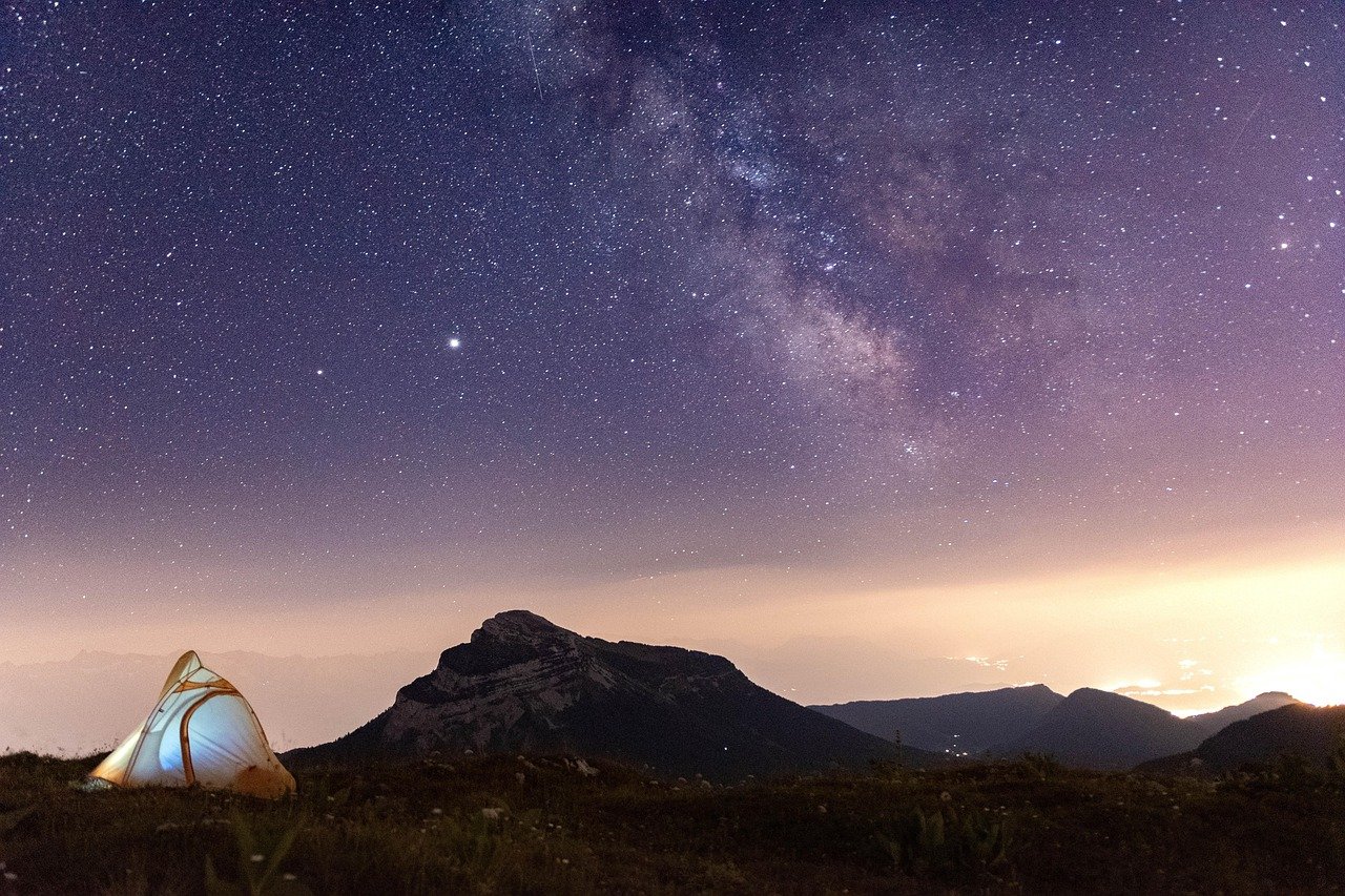Camping under starry sky in the Rockies
